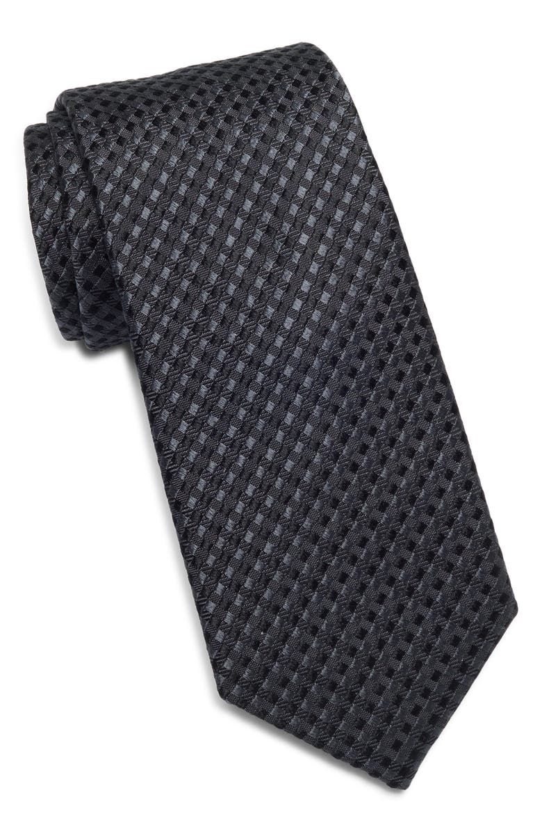 Nordstrom Lamont Check Silk Tie, Main, color, Black