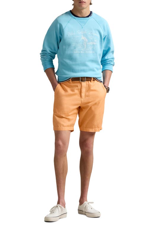 Polo Ralph Lauren Classic Fit Flat Front Linen & Cotton Blend Chino Shorts In Poppy