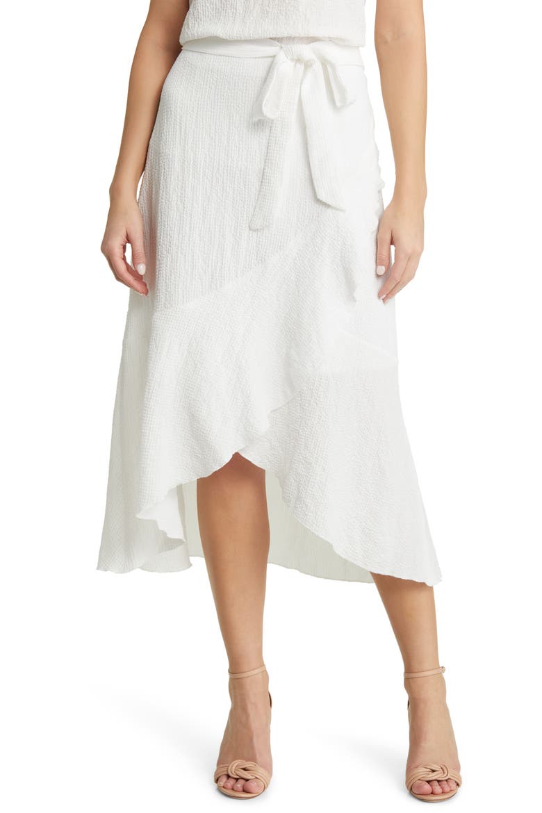 Tie Waist Ruffle Skirt, Main, color, BRIGHT WHITE