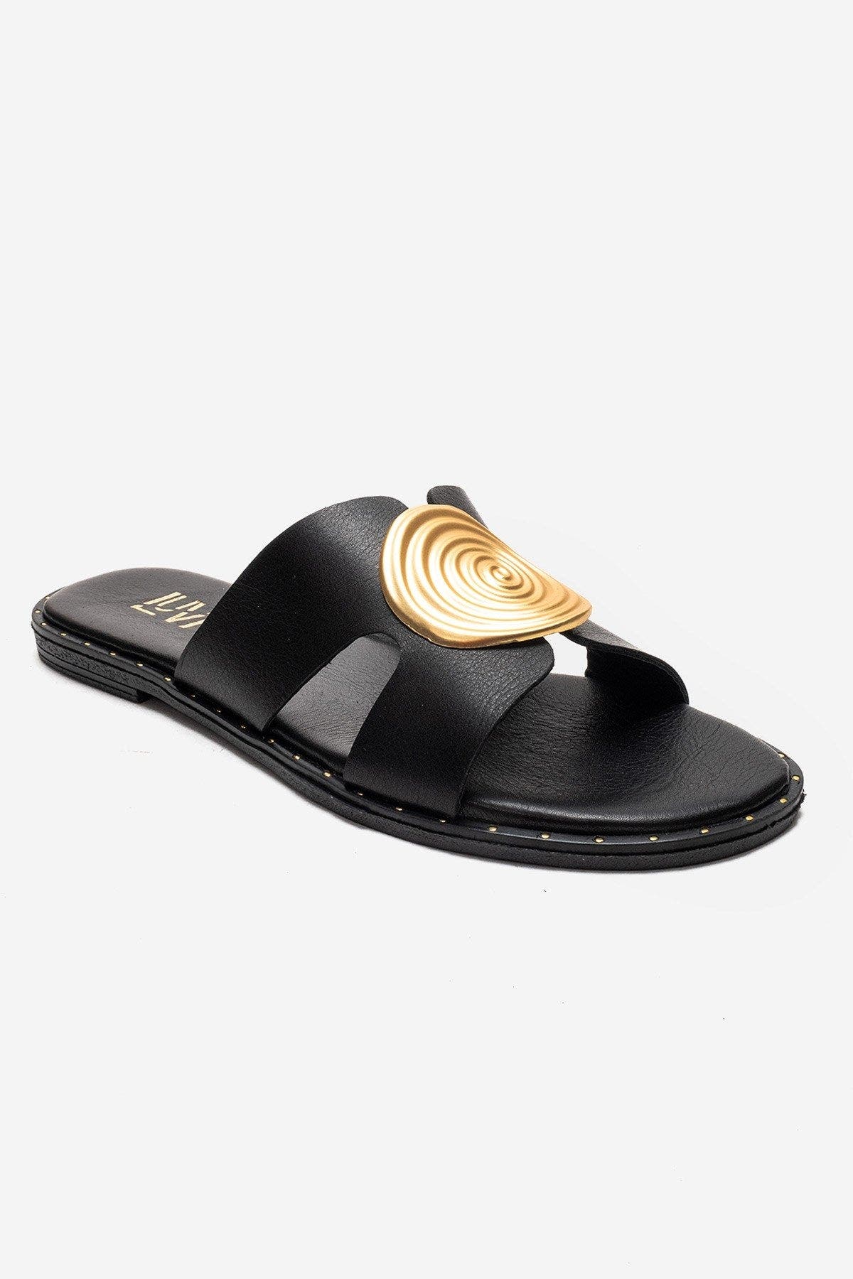 Forever & Always Shoes Nolita Leather Slide Sandal, Alternate, color, Black