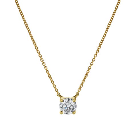 Apollo 14K Gold Round Lab Grown Diamond Pendant - 0.75 Ctw