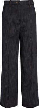 Eleventy Pintuck Wide Leg Jeans