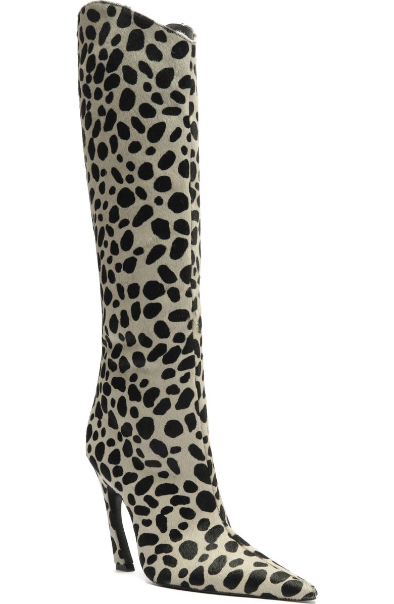 Schutz Maryann Up Genuine Calf HairTall Boot, Main, color, White/ Black