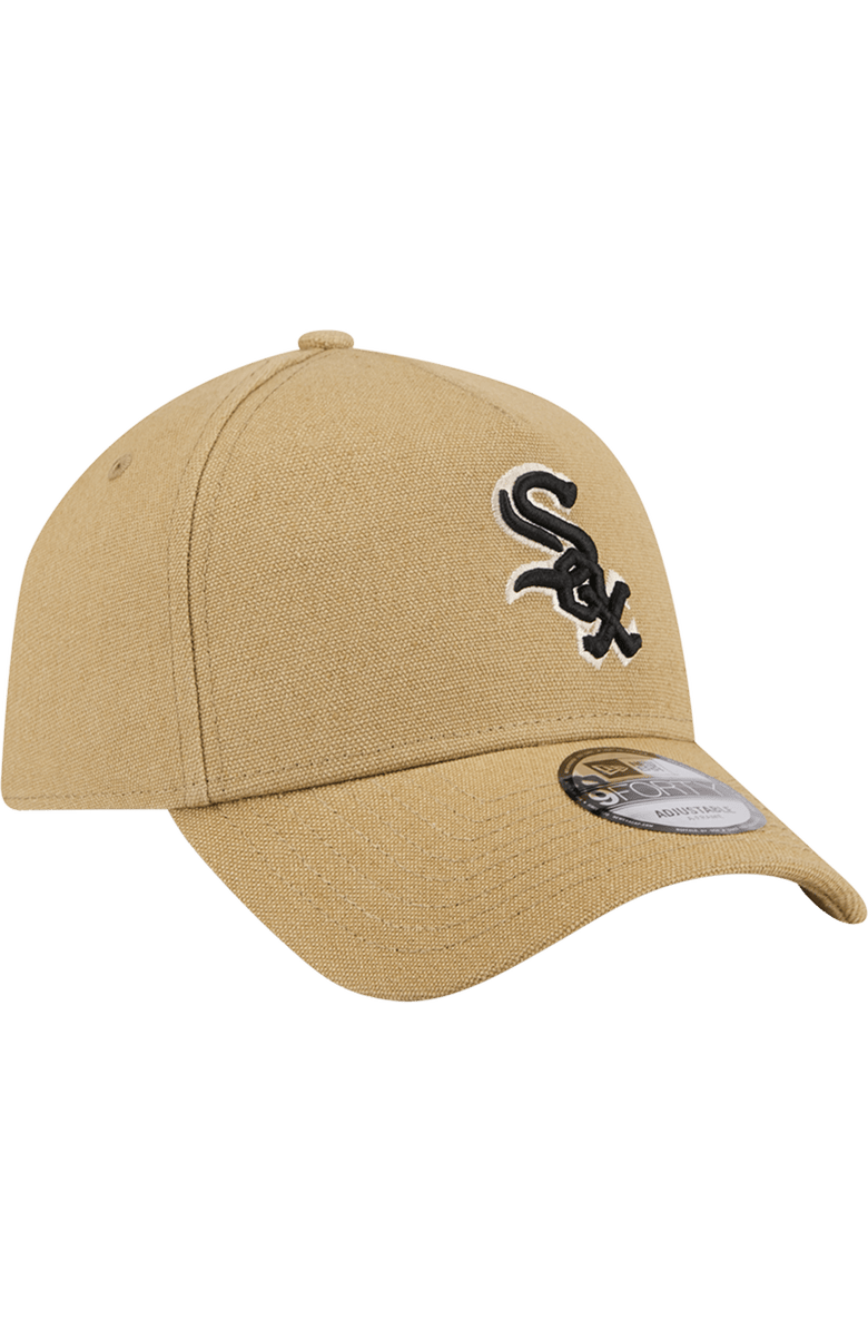 New Era Men's New Era Khaki Chicago White Sox Logo Essentials 9FORTY A-Frame Adjustable Hat, Alternate, color, Khaki