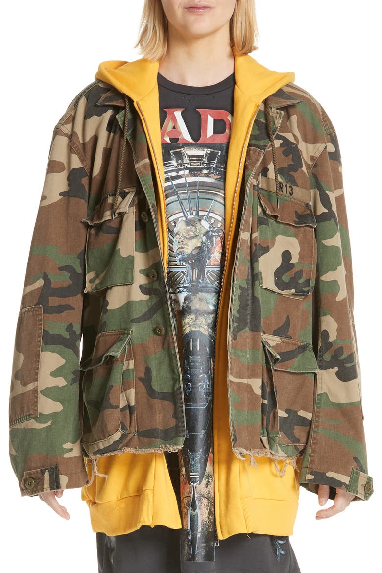 Camo Abu Jacket with Long Hoodie (Nordstrom Exclusive), Main, color, CAMO W/ YELLOW COMBO