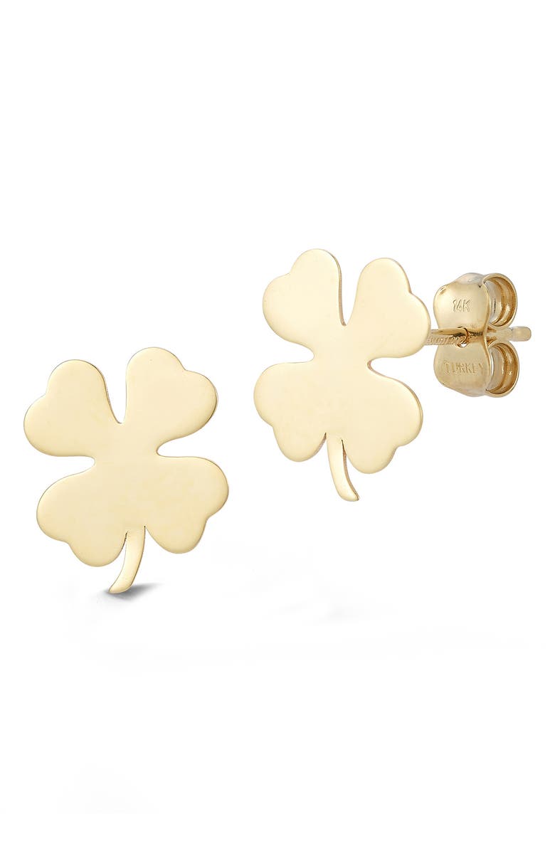 Ember Fine Jewelry 14K Yellow Gold Four Leaf Clover Stud Earrings, Main, color,