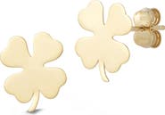 Ember Fine Jewelry 14K Yellow Gold Four Leaf Clover Stud Earrings
