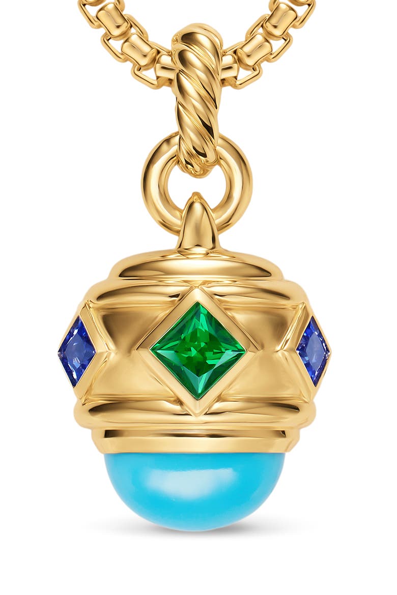 Renaissance Amulet in 18K Yellow Gold, 29mm, Alternate, color, TANZANITE