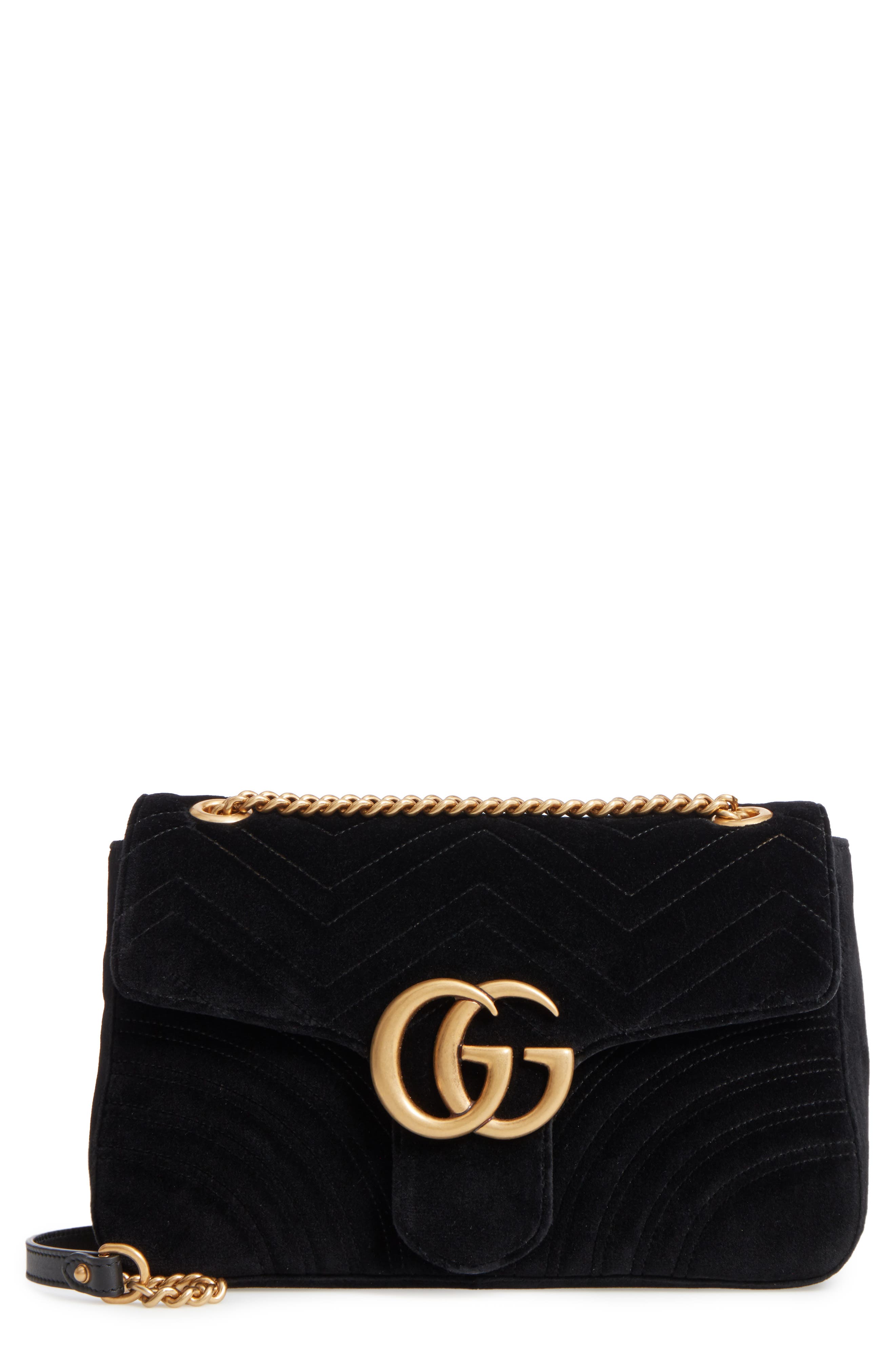 Gucci Medium GG Marmont 2.0 Matelassé Velvet Shoulder Bag, Main, color, 