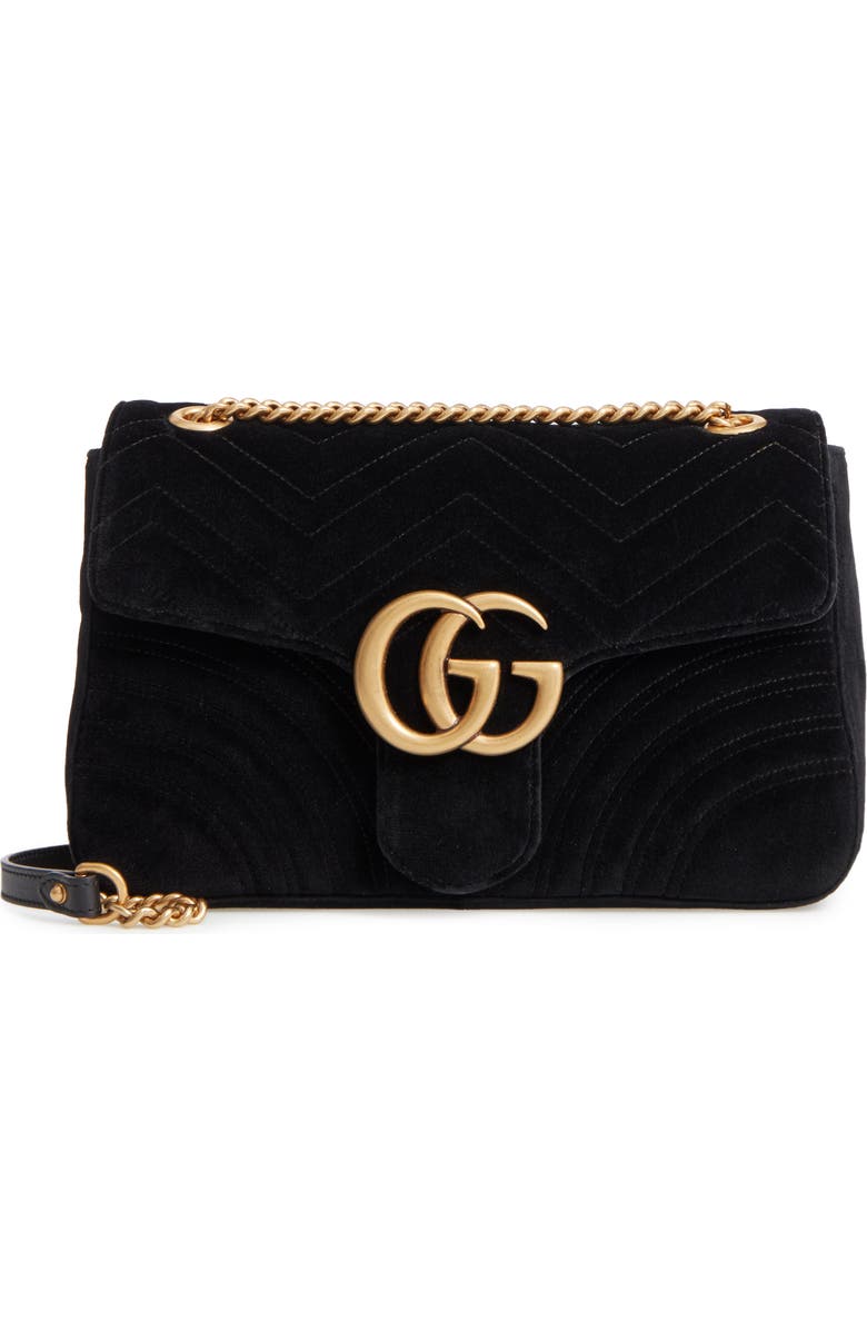 Gucci Medium GG Marmont 2.0 Matelassé Velvet Shoulder Bag, Main, color,