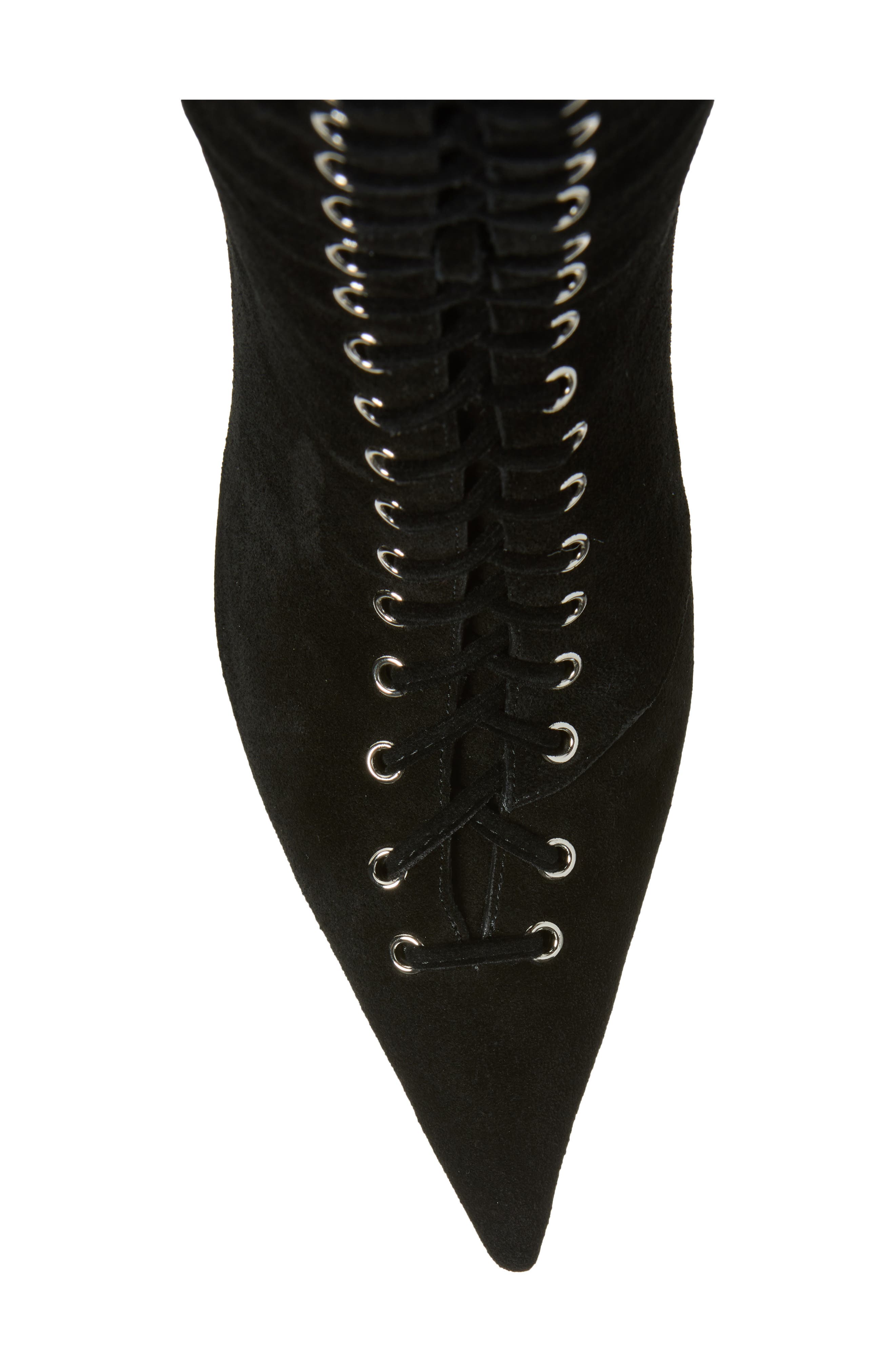 Taunting Lace-Up Leather Knee High Boot, Alternate, color, BLACK SUEDE