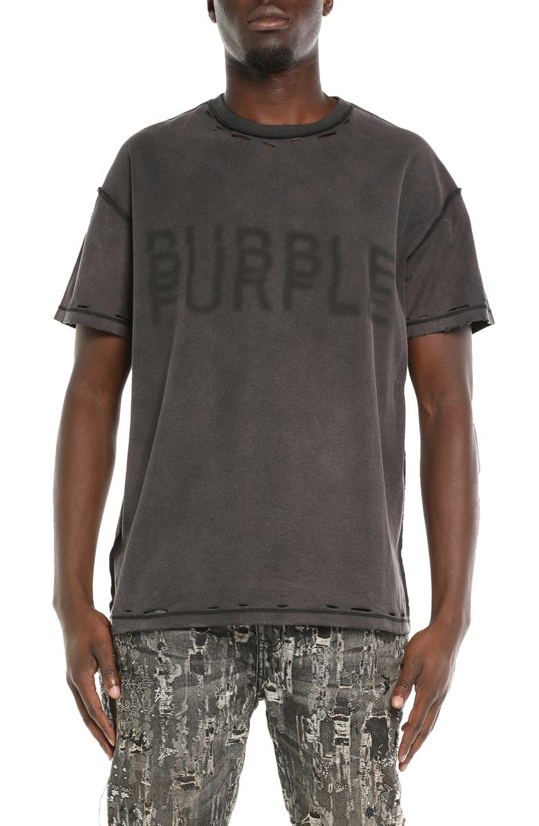 PURPLE BRAND Inside Out Distressed Cotton T-Shirt, Main, color, Black