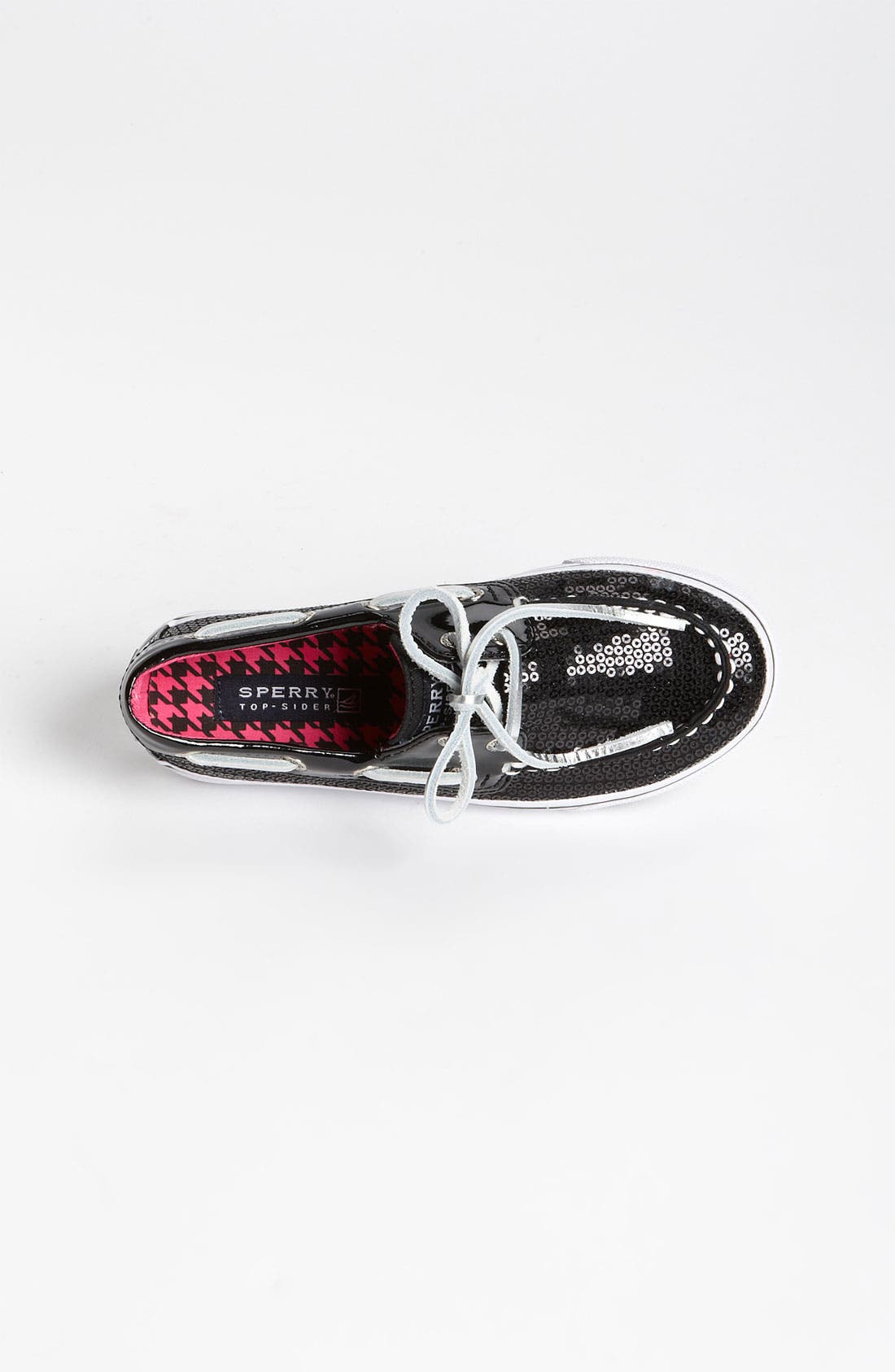 Top-Sider® Kids 'Bahama' Boat Shoe, Alternate, color, BLACK SEQUINS