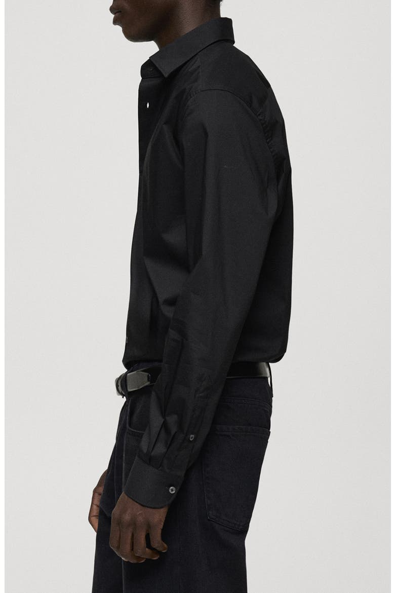 Regular Fit Stretch Poplin Button-Up Shirt, Alternate, color, BLACK
