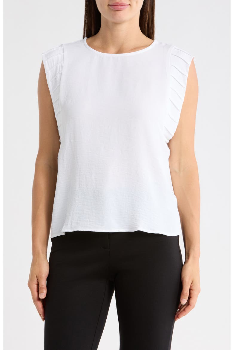 Pleat Sleeve Shell Top, Main, color, LUCENT WHITE