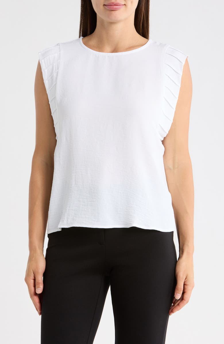 Vince Camuto Pleat Sleeve Shell Top, Main, color, Lucent White