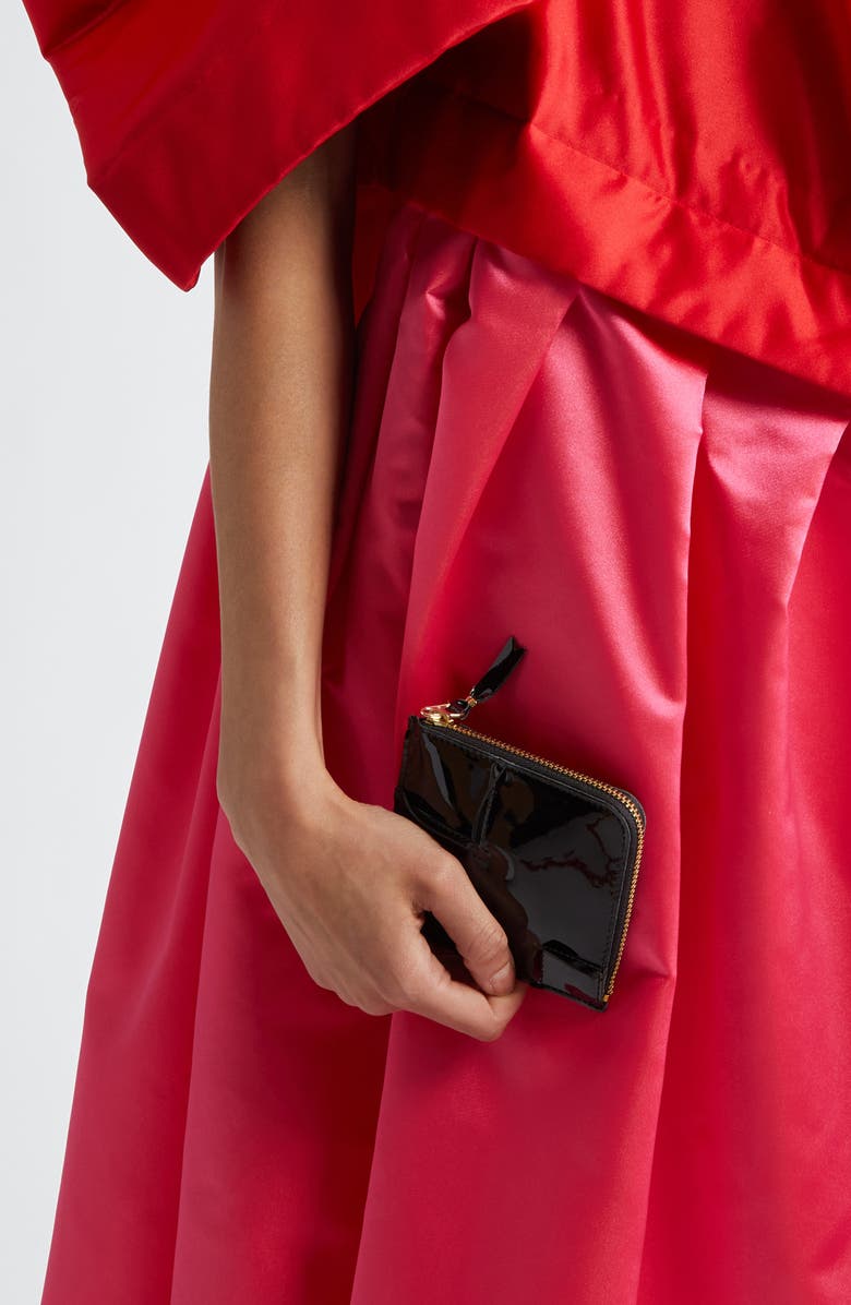 Comme des Garçons Wallets Patent Leather Half Zip Wallet, Alternate, color, Black
