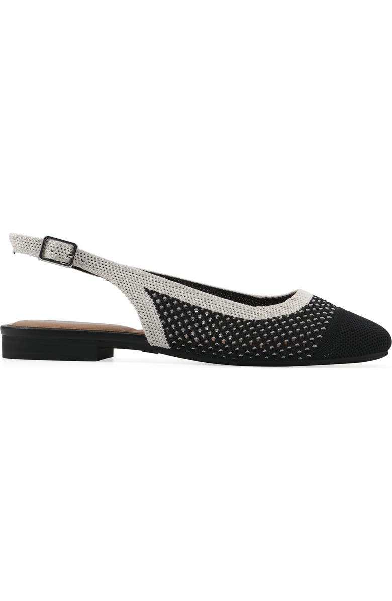 White Mountain Footwear Bonie Slingback Flat, Alternate, color, Black/ Cream Multi
