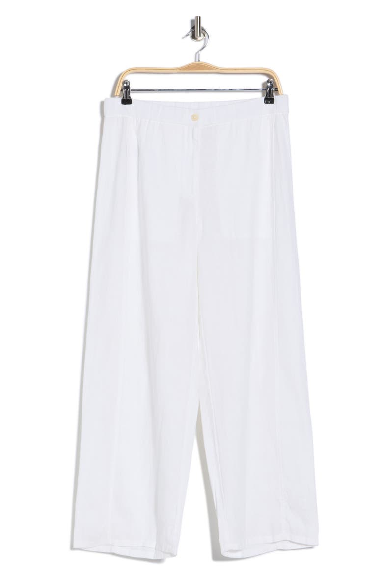 Wide Leg Organic Linen Ankle Pants, Alternate, color, WHITE