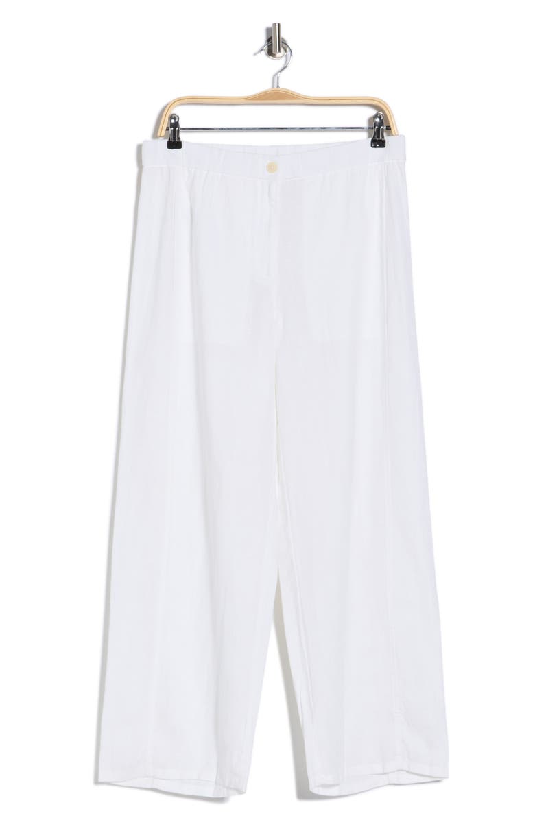 Eileen Fisher Wide Leg Organic Linen Ankle Pants, Alternate, color, White