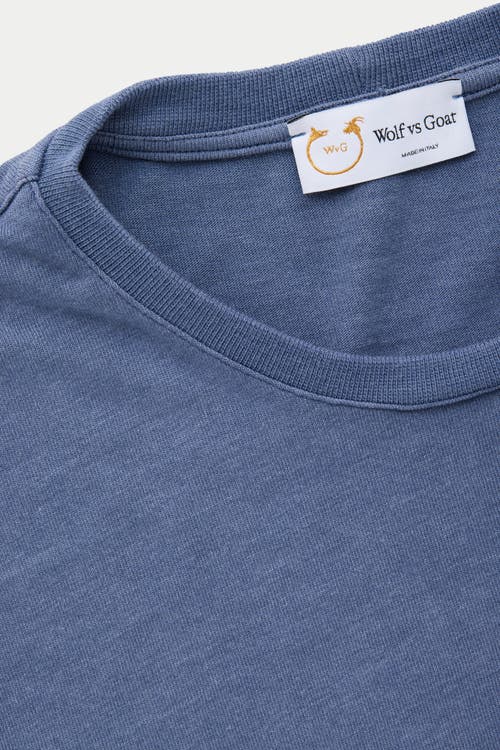 Wolf Vs. Goat (wvg) Long Sleeve Heavyweight Jersey Crewneck In Blue