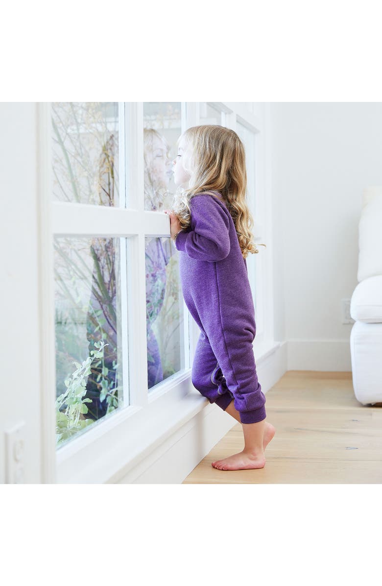 PAIGELAUREN Long Sleeve Henley Romper, Alternate, color, Purple