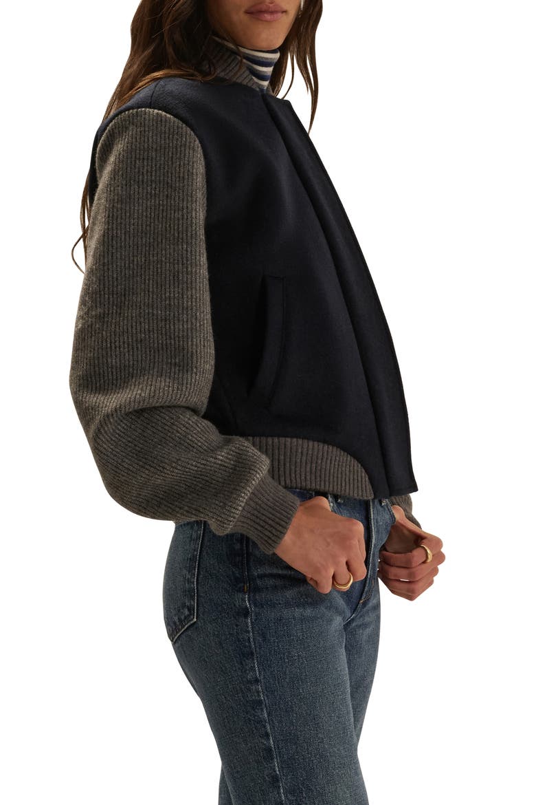 The Studio Wool Blend Bomber Jacket, Alternate, color, NAVY GREY