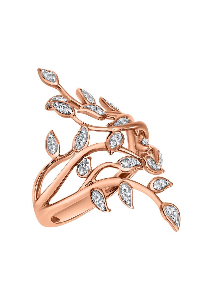 Aurora Leaf 0.15 Ct 14K Gold Diamond Ring, Alternate, color, 14K Rose Gold