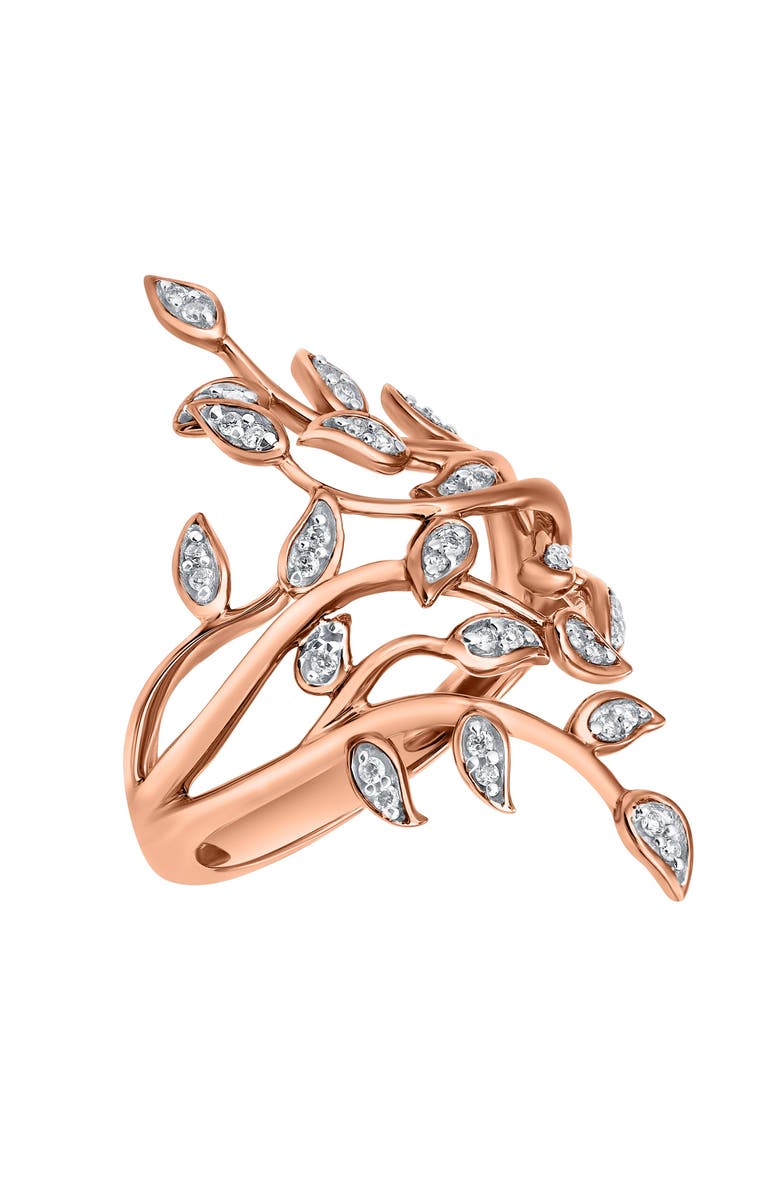 LuvMyJewelry Aurora Leaf 0.15 Ct 14K Gold Diamond Ring, Alternate, color, 14K Rose Gold