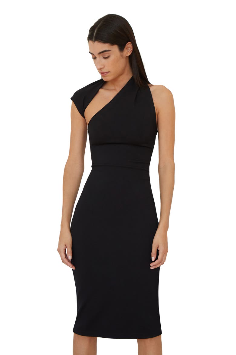 Manhattan Ponte Knit Midi Dress, Alternate, color, BLACK