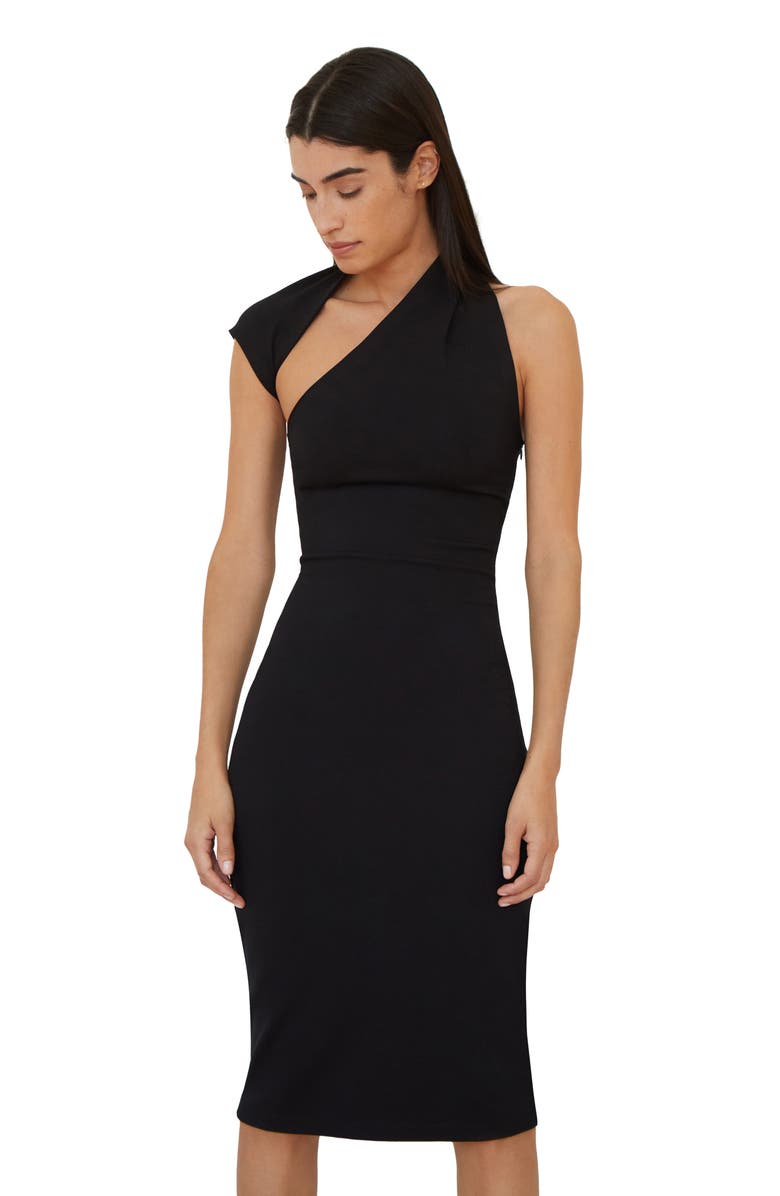 Marcella Manhattan Ponte Knit Midi Dress, Alternate, color, Black