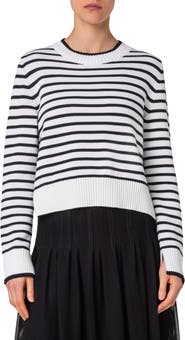 Akris punto Stripe Boxy Cotton Sweater