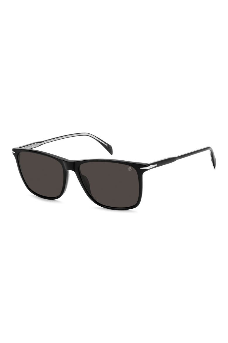 1219/S/US 57mm Polarized Rectangle Sunglasses, Alternate, color, BLACK/ GREY PZ
