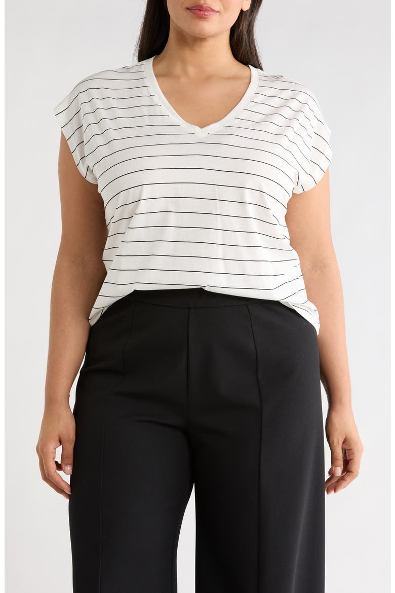 Pima Cotton T-Shirt, Main, color, IVORY BLACK LAUREN STRIPE