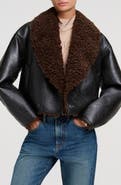 A.L.C. Stella Faux Leather Jacket with Faux Shearling Collar
