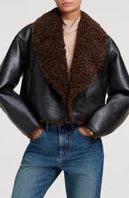 A.L.C. Stella Faux Leather Jacket with Faux Shearling Collar