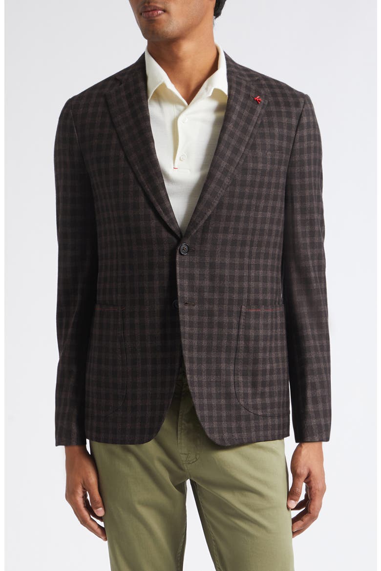 Check Wool & Cashmere Sport Coat, Main, color, DARK BROWN 450