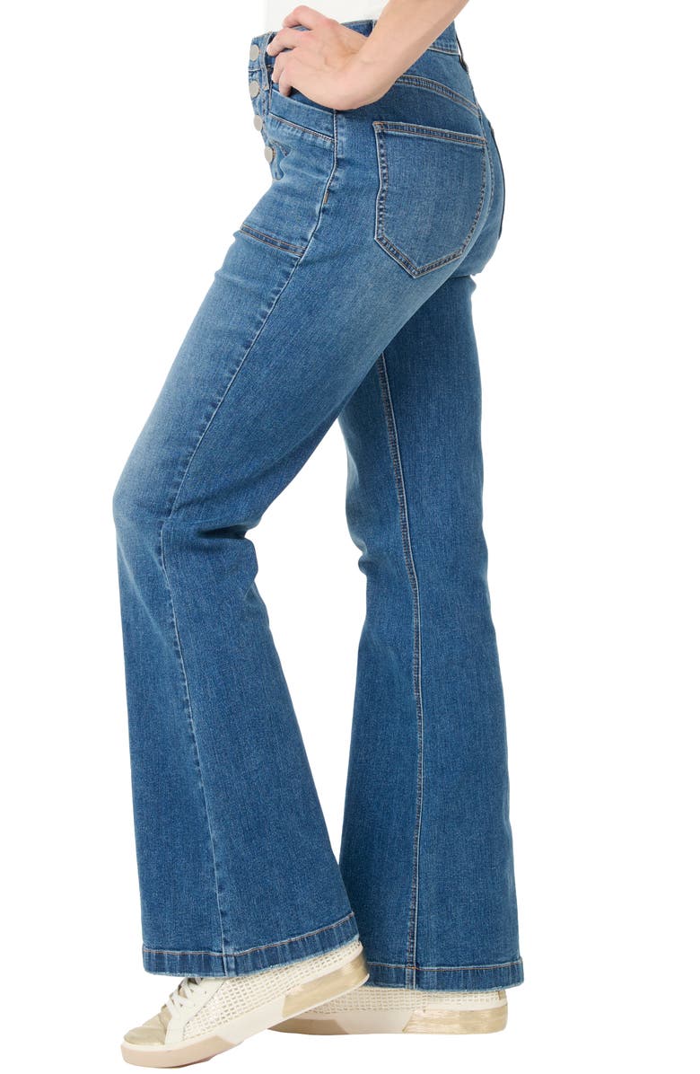 Nicole Miller High Waist Exposed Button Fly Flare Leg Jeans, Alternate, color, Blue