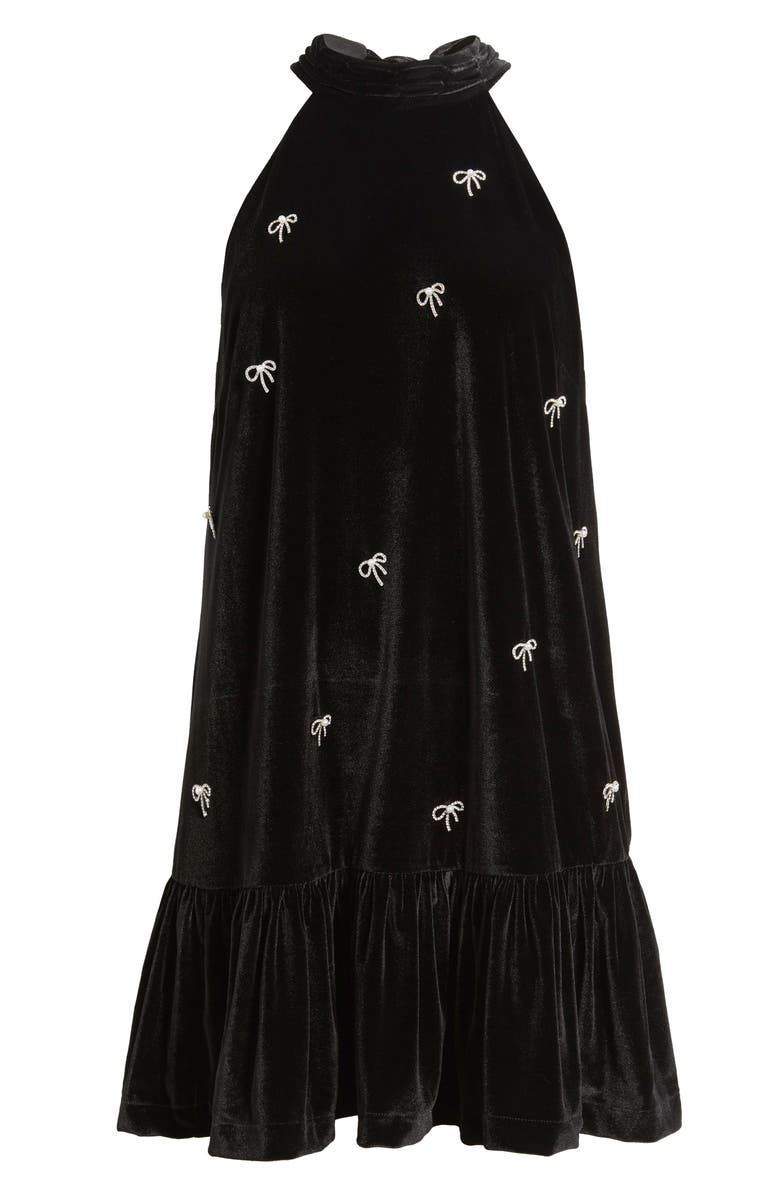 CeCe Rhinestone Bow Sleeveless Velvet Dress, Alternate, color, Rich Black