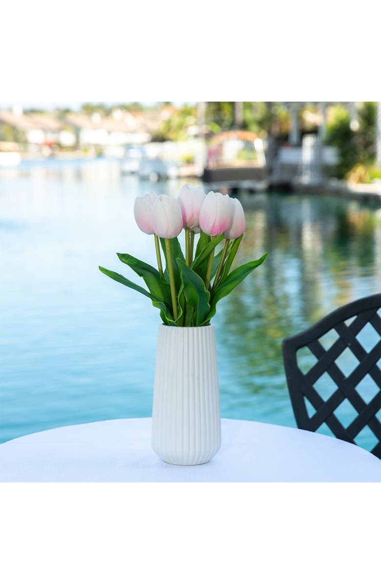 FLORA BUNDA Real-touch Tulips in 8"H Ceramic Vase, Alternate, color, 
