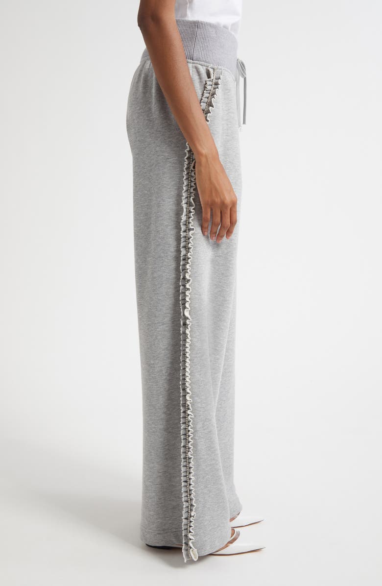 Cinq à Sept Ruffle & Rhinestone Wide Leg Joggers, Alternate, color, Heather Grey