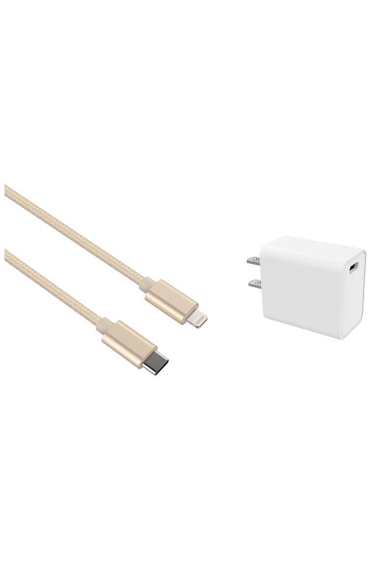Braided Nylon Wall Charger, Main, color, GOLD