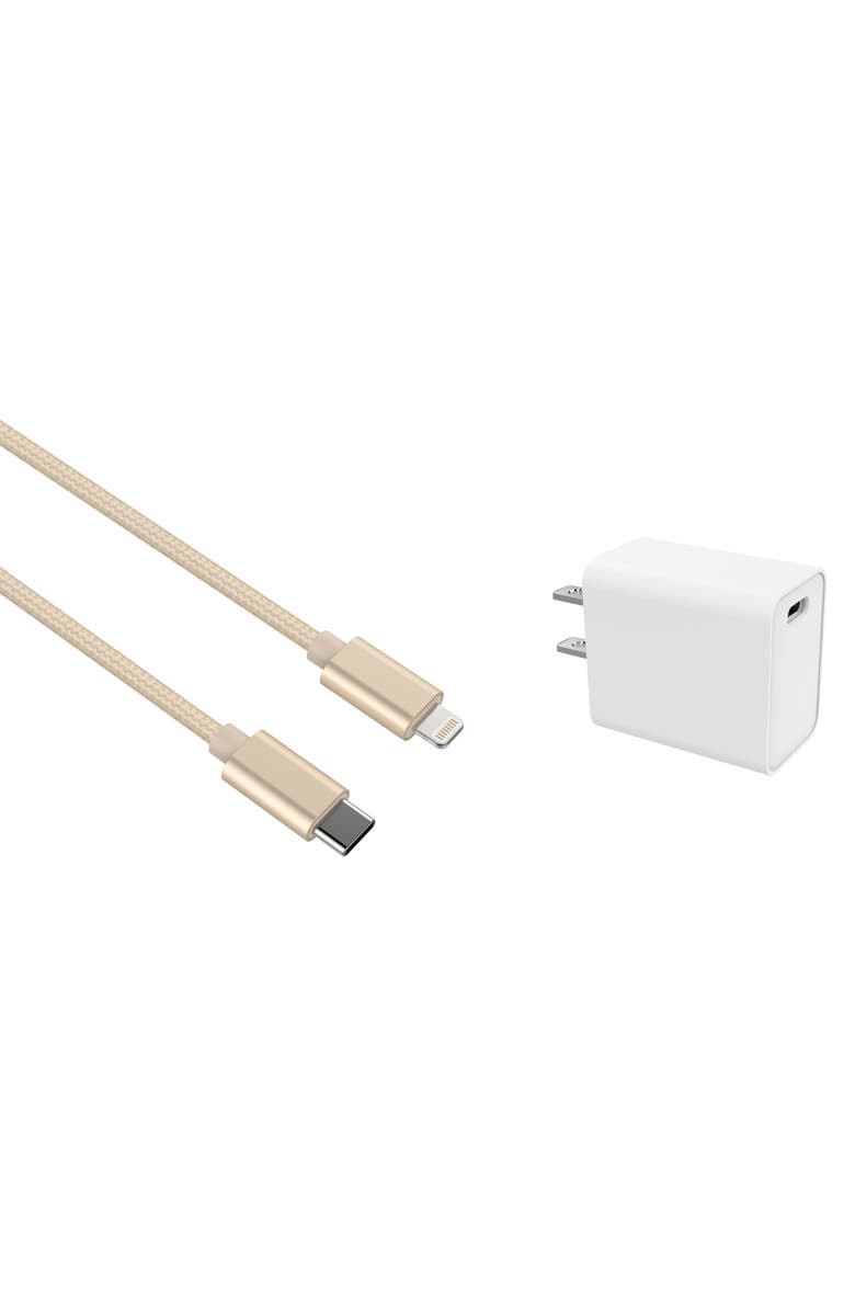 The Posh Tech Braided Nylon Wall Charger, Main, color, Gold