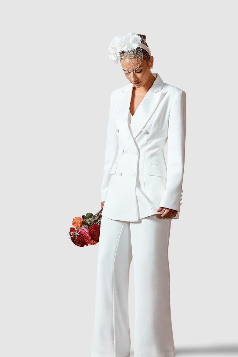 Hourglass Double Breasted Blazer, Alternate, color, Ivory