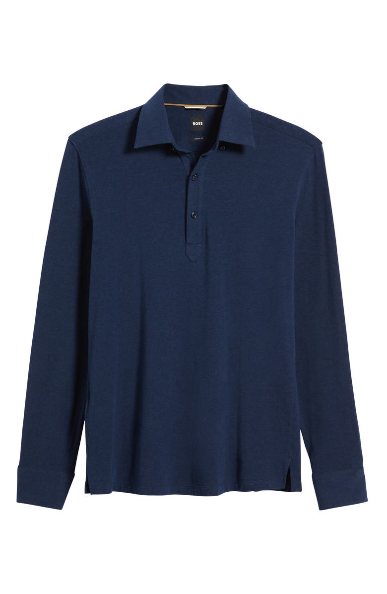 BOSS Hal Long Sleeve Polo, Alternate, color, Dark Blue