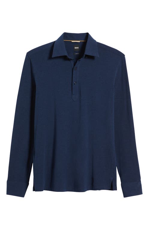 Hugo Boss Boss Hal Long Sleeve Polo In Dark Blue