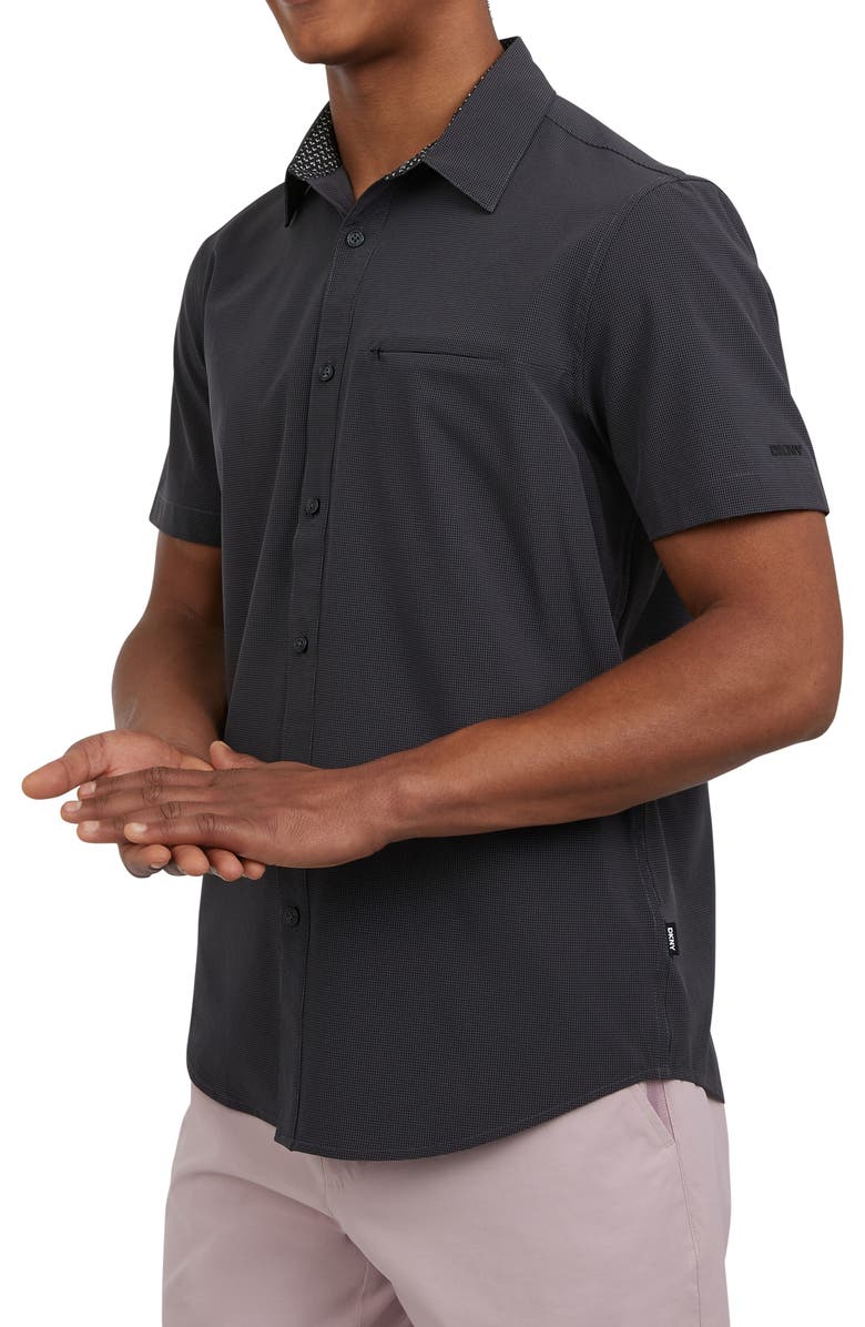 DKNY SPORTSWEAR Daymond Short Sleeve Button-Up Shirt, Alternate, color, Grey Black