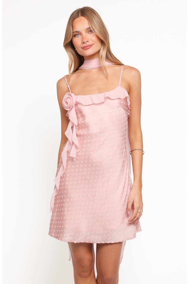 Suki Ruffle Trim Minidress & Scarf Set, Alternate, color, PEACH