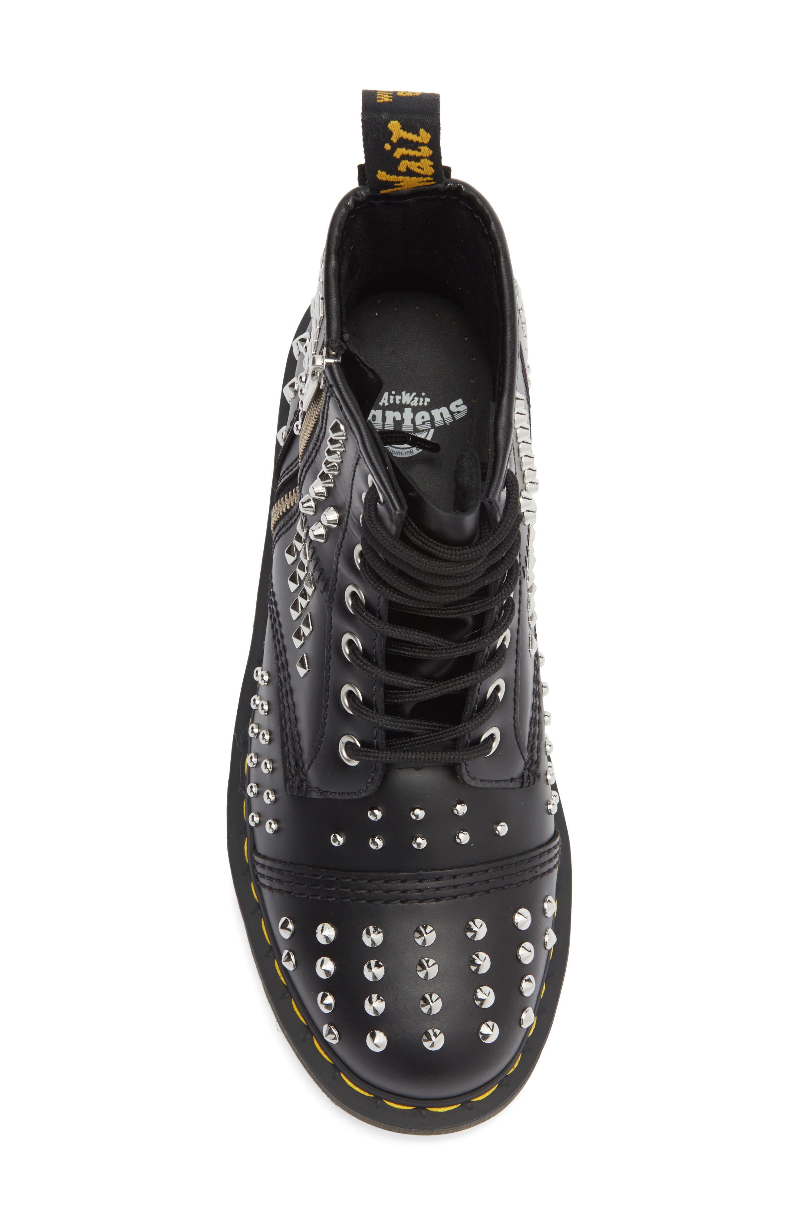 Dr. Martens 1460 Black Atlas Studded Boot, Alternate, color, Black