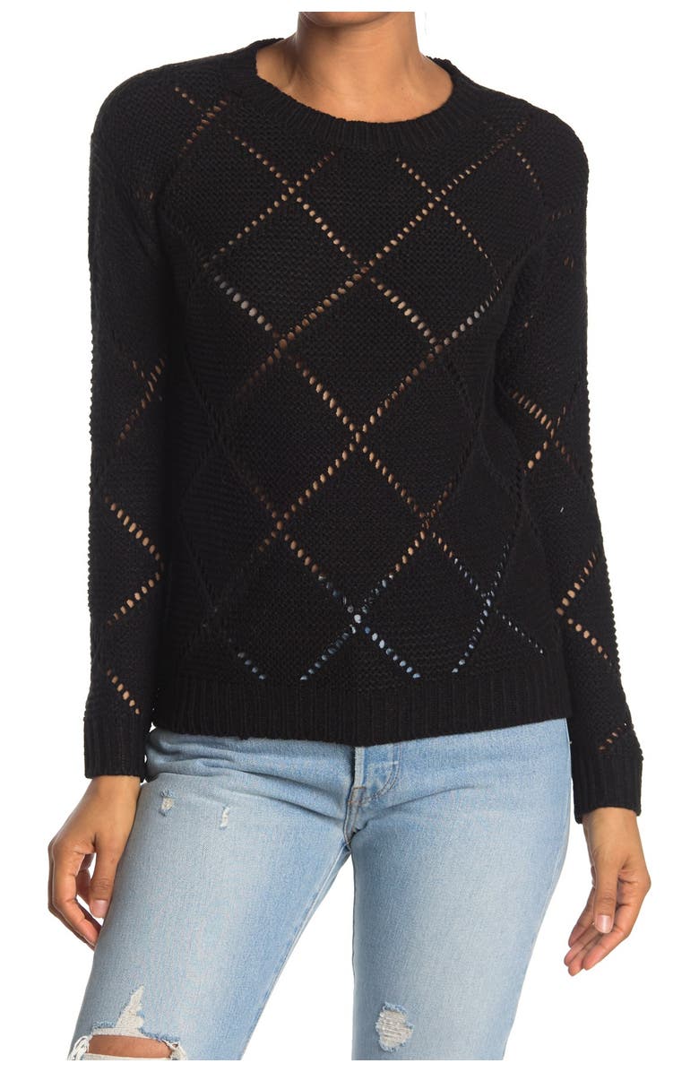 Love By Design Diamond Stitch Crew Neck Sweater, Main, color, 